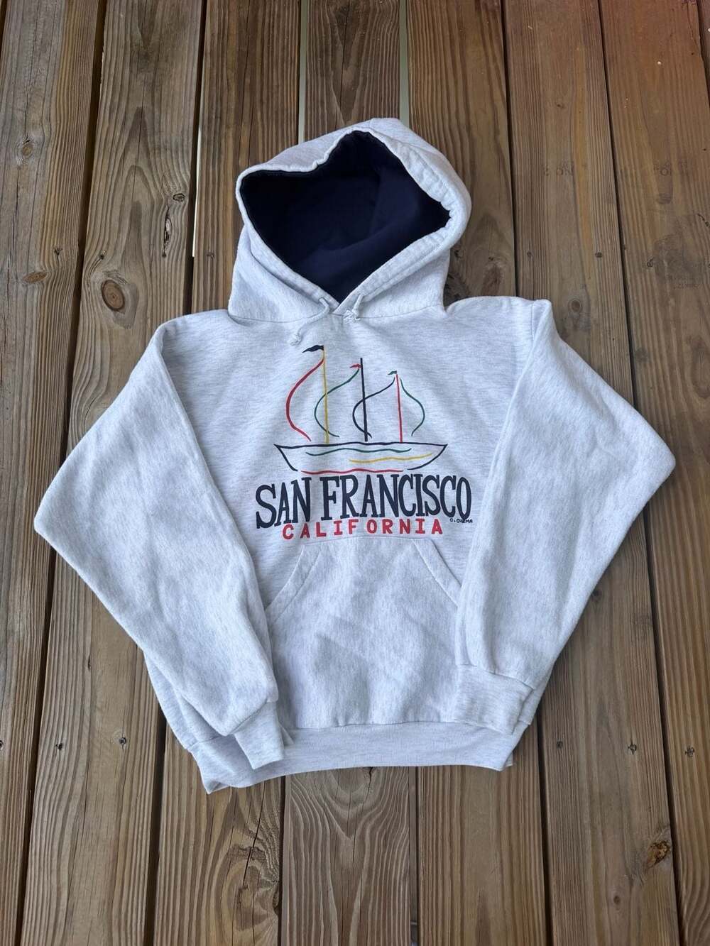 Vintage 1990s San Francisco California Nautical Sailboat Hoodie